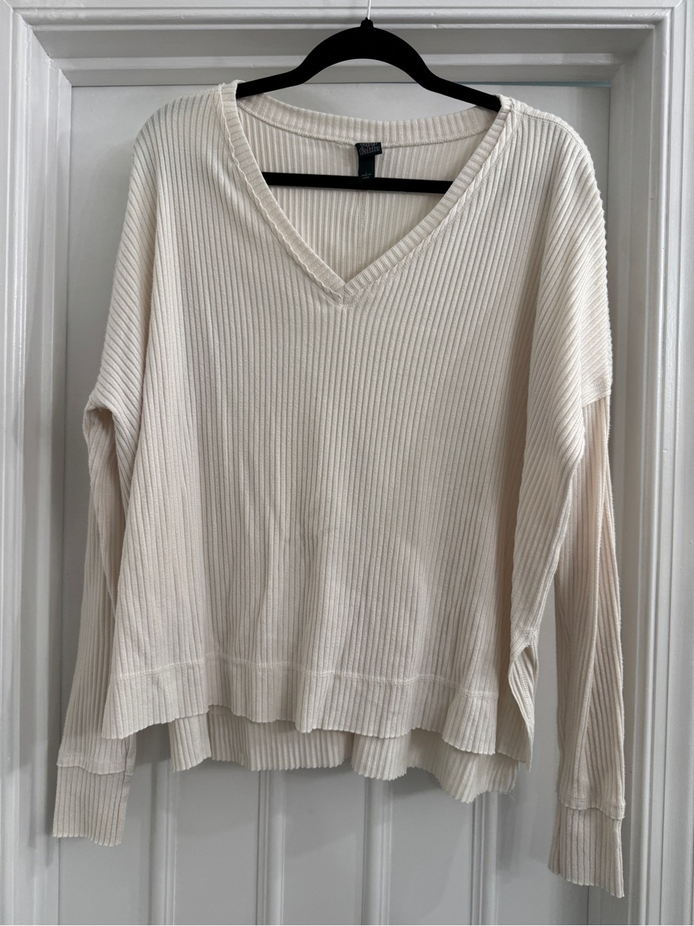 wild fable Cream Ribbed V-Neck Sweater Top